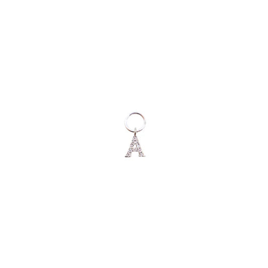 Silver Crystal Letter A Initial Charm
