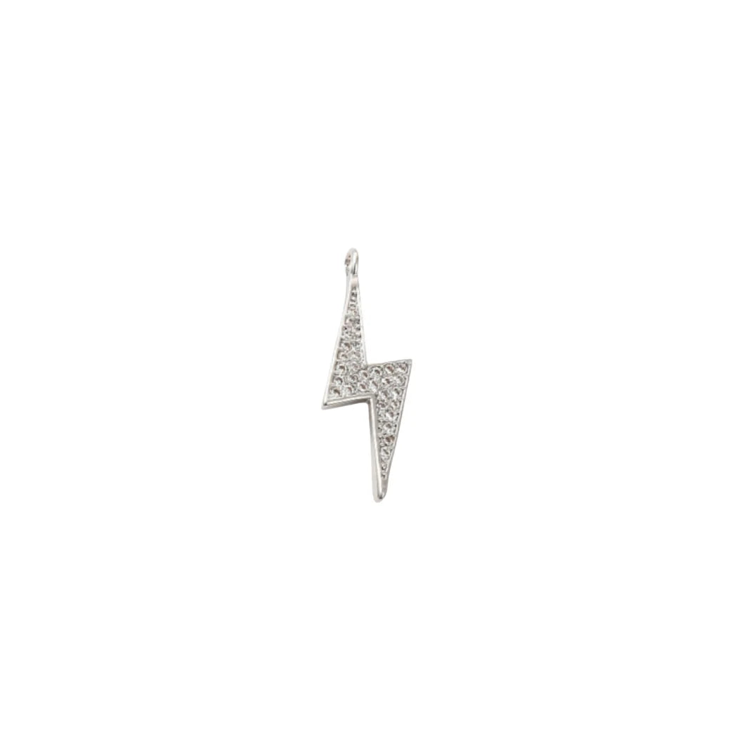 Silver Crystal Lightning Bolt Charm