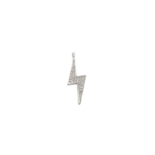Silver Crystal Lightning Bolt Charm