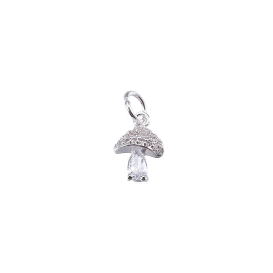 Silver Crystal Mushroom Charm
