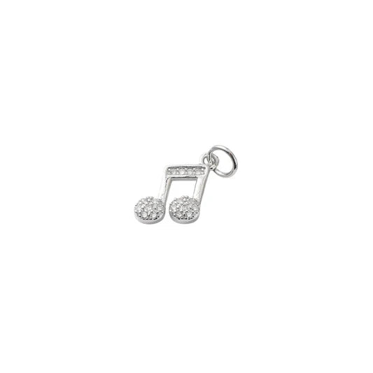 Silver Crystal Music Note Charm