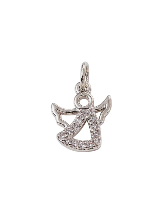 Silver Crystal Open Angel Charm