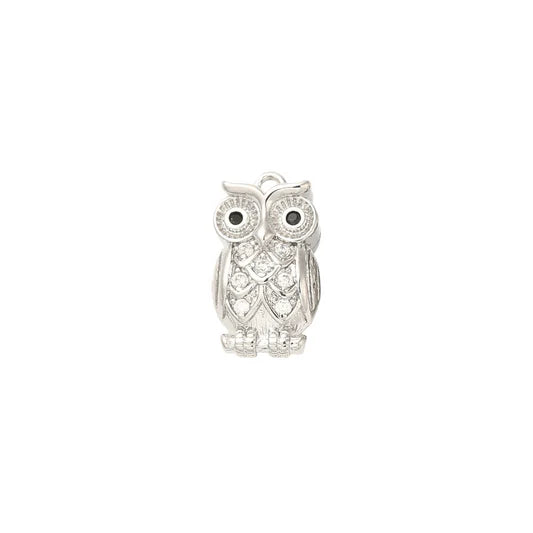 Silver Crystal Owl Charm