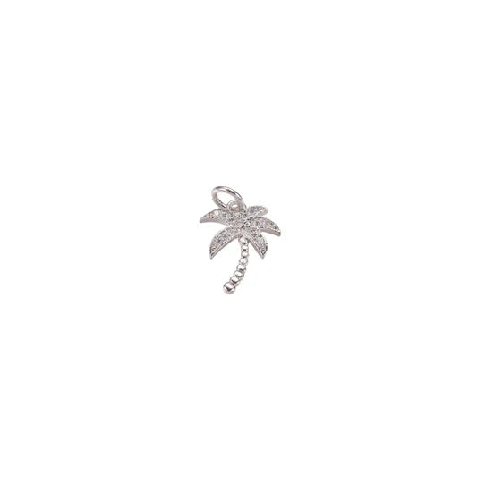 Silver Crystal Palm Tree Charm