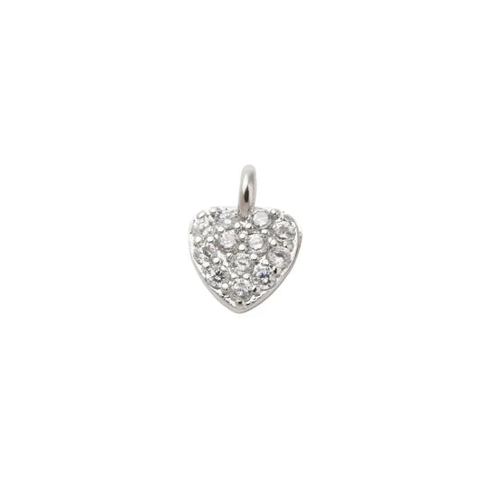 Silver Crystal Pave Heart Charm