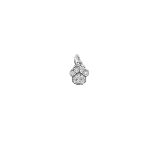 Silver Crystal Paw Print Charm