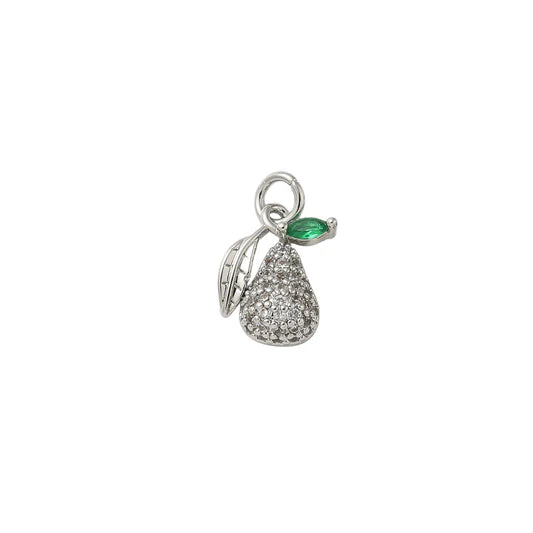 Silver Crystal Pear Charm