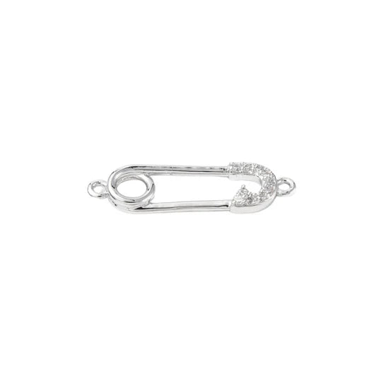 Silver Crystal Safety Pin Charm