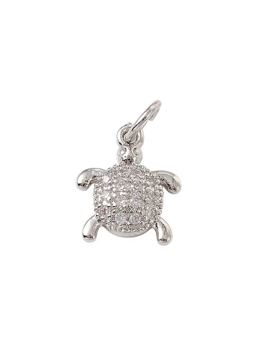 Silver Crystal Sea Turtle Charm