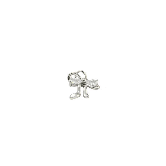 Silver Crystal Small Bow Charm