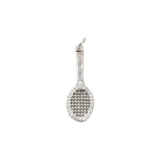 Silver Crystal Tennis Racket Charm