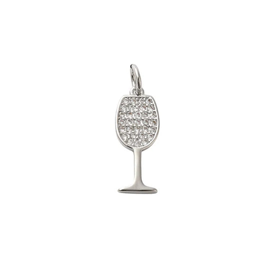 Silver Crystal Wine Glass Charm