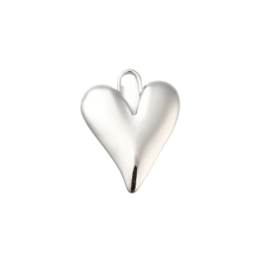 Silver Elongated Heart Charm