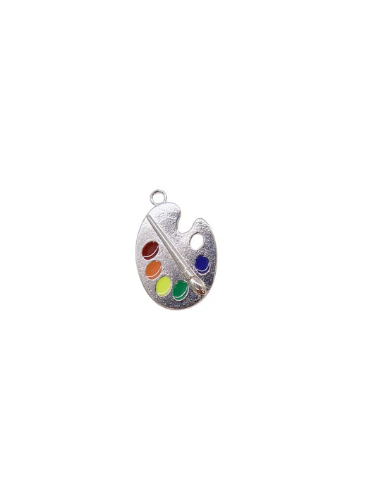 Silver Enamel Paint Palette Charm