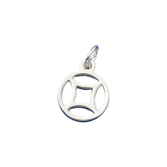 Silver Geometric Cutout Round Disc Charm