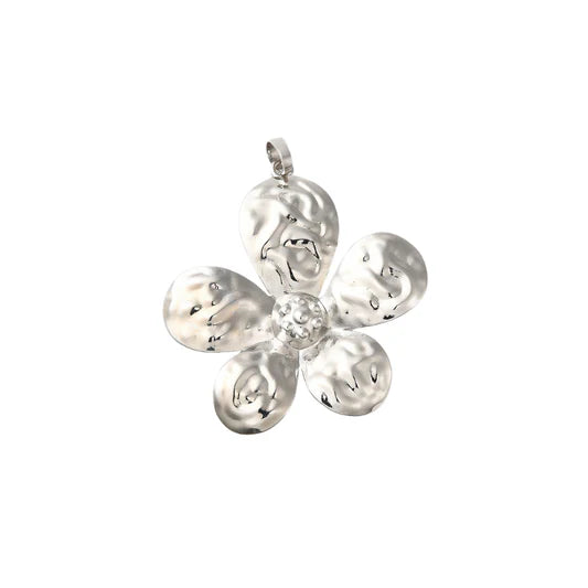 Silver Hammered Flower Pendant