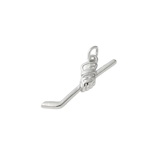 Silver Hockey Stick Glove Charm
