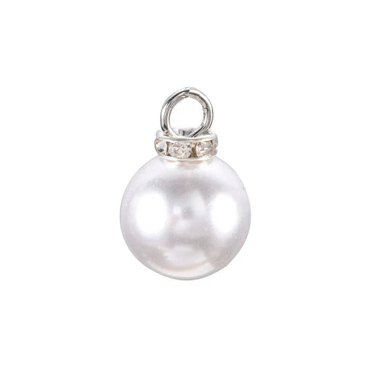 Silver Pearl Rhinestone Cap Charm