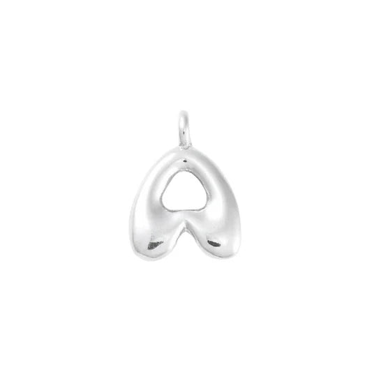 Silver Puff Letter A Initial Charm