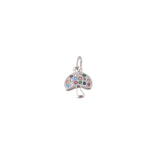 Silver Rainbow Crystal Mushroom Charm